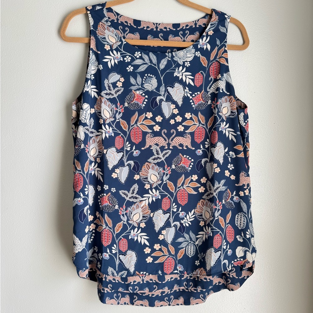 Floral Sleeveless Top - Blue and Pink